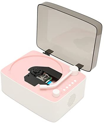 Leapiture Lettore CD, Mini Lettore CD Discman Vintage Multifunzionale con Altoparlante Lettore Musicale CD retrò per L'home Office(Rosa)