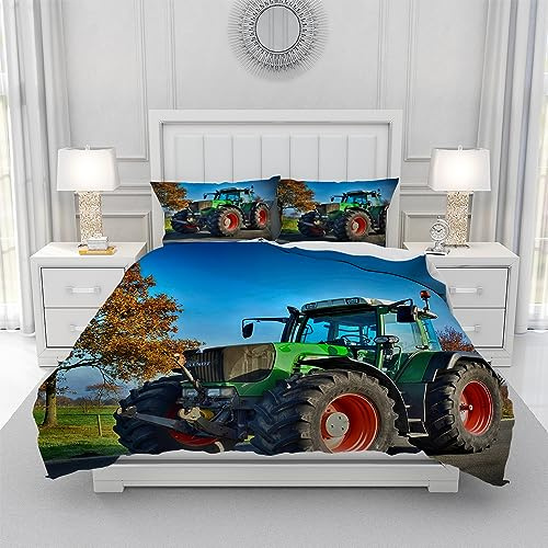 3D Traktor Bettwäsche Set,Traktor Muster gedruckt Futon Abdeckung für Kinder jungen,Weichen Bequemen Atmungsaktiv Mikrofaser Kinderzimmer Dekorative Futon Abdeckung mit Zip-Verschluss. (T1,135×200 cm)