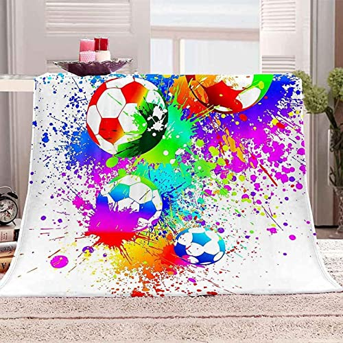 okoikfc Kuscheldecke Flauschig 220x240 cm 3D Fußball Decke Fleecedecke - Wohndecke, Sofadecke XXL, Decke Couch Blanket, Kuscheldecke Große, Sofa überwurfdecke