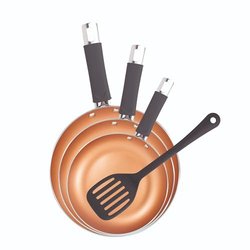 Juego de 4 pzs sartenes (18 + 22 + 26cm) + espátula ranurada inducción San Ignacio