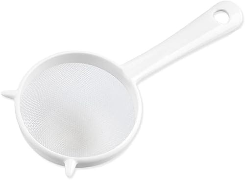 White Handheld Reusable Plastic Strainer Mesh Tea Leaf Strainer Flour Mesh Sieve Strainer Bird's Nest Spoon Kitchen Filter Tool for Food Practical Design and Durable, Strainer