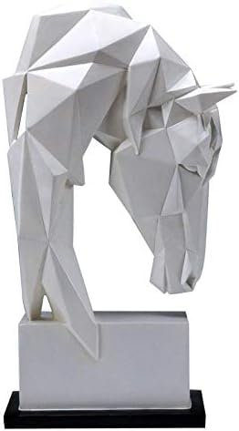 Estatua genérica Escultura Geométrica Caballo Caballo Blanco Arte Animal Escultura Resina Decoración De Oficina Regalo Artesanía Pequeña Decoración Del Hogar Estatuilla Equitación, 8688328005