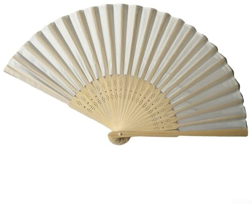 Kleiner Seidenfächer im chinesischen Stil, Handfächer, Stoffhandfächer, einseitig, Seide, blanko, faltbarer Fächer, handgefertigtes Geschenk (beige)