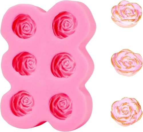 CRITIVE-SHOP 2PCS Silikon Schokoladenformen, Eiswürfelbehälter 6 Kavität Rose Blume Form, Harz Gelee Silikon Backformen für Kuchen Dekoration Schokolade Seife Eiswürfel SüßIgkeiten, Spülmaschinenfest