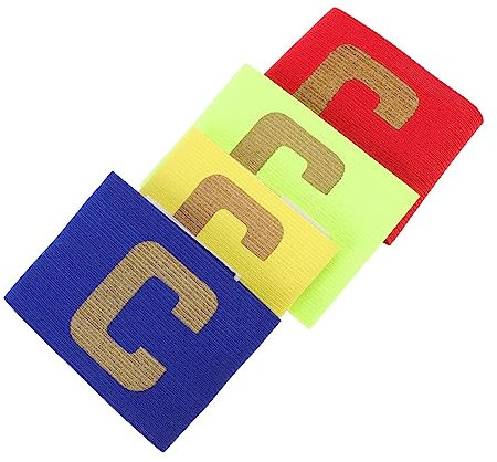 WOONEKY 4stücke Teiliges Junge Mädchen Kapitänsarmband Für Fußball Basketball Hockey Baseball Verstellbare Elastische Nylon Bänder Mit Rutschfestem Design in Gelb Rot Blau Grün Für Teamfüh