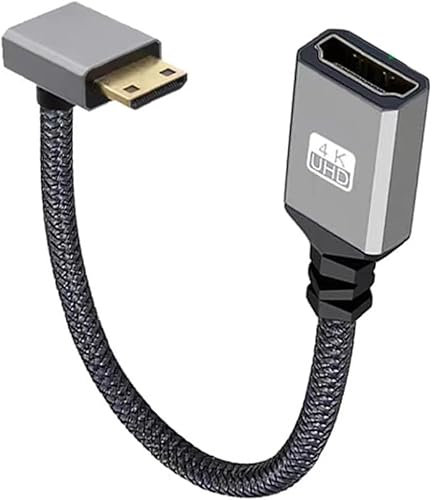 Komost Cable adaptador Mini HDMI a HDMI – Mini HDMI macho a HDMI hembra con 4K 60Hz HDR, soporte 3D para Raspberry Pi, cámaras DSLR, portátiles | Ideal para monitores, televisores de alta definición,