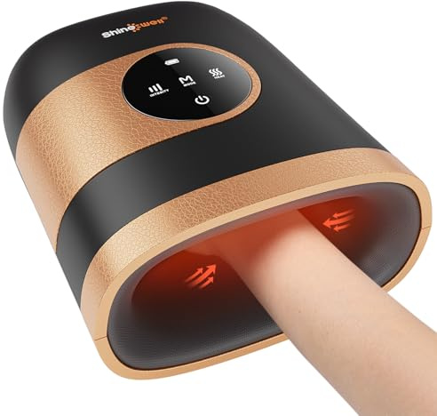 Shine Well Cordless Hand Massager with Heat and Compression, Hand Massager for Arthritis and Carpal Tunnel, for Hand Joints Stiff and Hand Soreness Relief (Black Gold)
