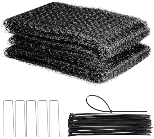 WiMas 2.1x30M Filet pour Oiseaux Kit de Filet de Jardin réutilisable Barrière de Jardin en Maille tissée Solide avec 50 Attaches de câble et 10 piquets de Terre
