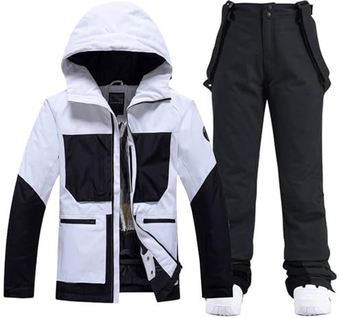 HOTIAN Conjunto de chaqueta y pantalones de esquí para mujer, 2 piezas, traje de esquí para mujer, resistente al agua, cortavientos, invierno, exterior, cálido, esquí, ropa de esquí para mujer, 167