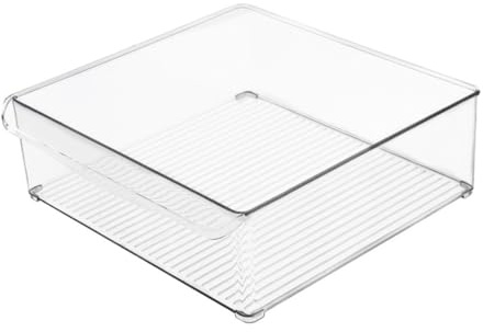 MAGICLULU Boîte De Conservation Des Aliments Transparente 30x30x10 Cm En Plastique Empilable Antidérapante Pour Réfrigérateur Rangement Fruits Légumes La Cuisine Grand Format