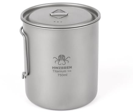 Vaisselle d'extérieur ultralégère en titane avec poignée pliante (avec couvercle) 750 ml