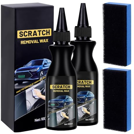 2025 Efface Rayure Voiture, Car Scratch Remover, Dissolvant de Rayure de Voiture, Crème de Réparation de Rayures de Voiture, Efface Rayures Anti-Rayures Pâte Réparation, avec l'éponge, 100 ml* 2 Pcs