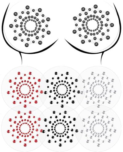 TPZORJX 3 Paires Cache Tetons Sexy, cache tetons femme sexy，cache tetons，Autocollants de Mamelon de Strass, Accessoires D'Autocollant Adhésif de Soutiens-Gorge de Pâtés de Poitrine Femmes