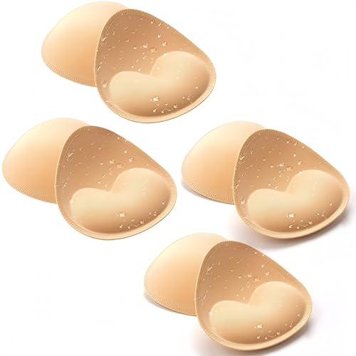 SDXCJY 4 Pairs Waterproof Swimsuit Bra,Bra Pads Inserts,Removable Bra Pads Inserts Women's Comfy,Adhesive Push Up Bra Inserts Pads Breast Enhancer for Bikini Sports (beige)