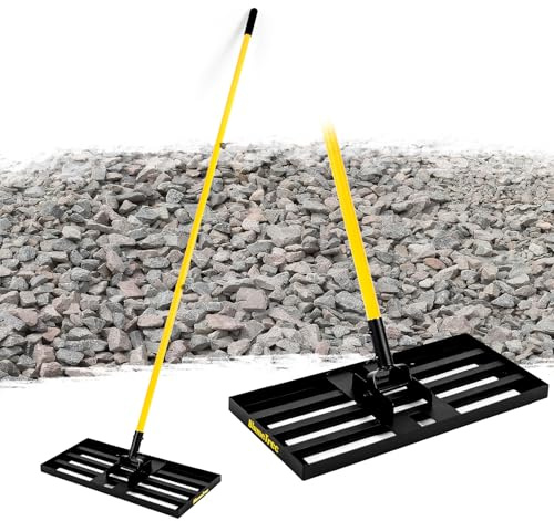 BlumeTrec Lawn Leveling Rake, 30x10 Heavy Duty Sand Leveling Tool with 7FT Long Handle, Steel Golf Rake for Soil, Compost, Gravel, Lawn Leveler for Yard, Garden, Golf Course, Landscaping Level Tool