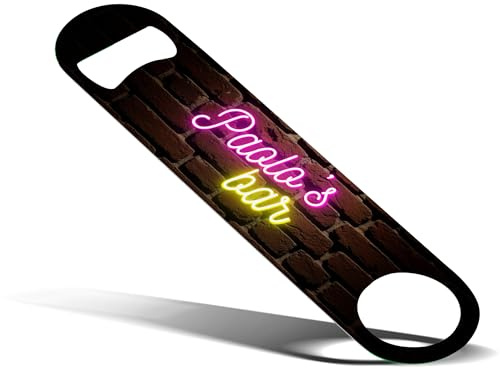 NEON Designs Décapsuleur à lame de brique urbaine – Décapsuleur de bière avec mur de briques et lettres néon | Lame de bar pour maison, pub, accessoires de bar personnalisés et cadeaux de bar