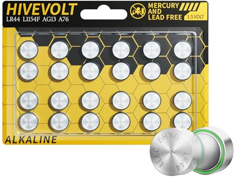 HIVEVOLT AG13 LR44 Batteries 24 Count, L1154F A76 357 303 SR44 Premium Alkaline Battery 1.5V Button Coin Cell