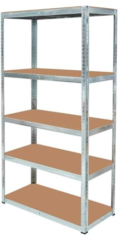 5 Tier Storage Rack Heavy Duty Shelving Galvanised Steel Garage Shelves | Heavy Duty Shed Storage Racking Shelf | For Warehouse, For Workshop | For Office (Silver, 180cm x 90cm x 40cm, Pack of 1)