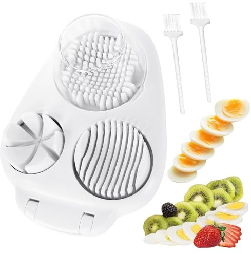 Qaestuan Tagliauova, Affettatrice per Uova, Taglia Uova Multifunzionale in Plastica, 3 in 1 Tagliauovo, Taglia Uovo Sodo, Eierschneider, per Sode, Fragole, Funghi, Insalate