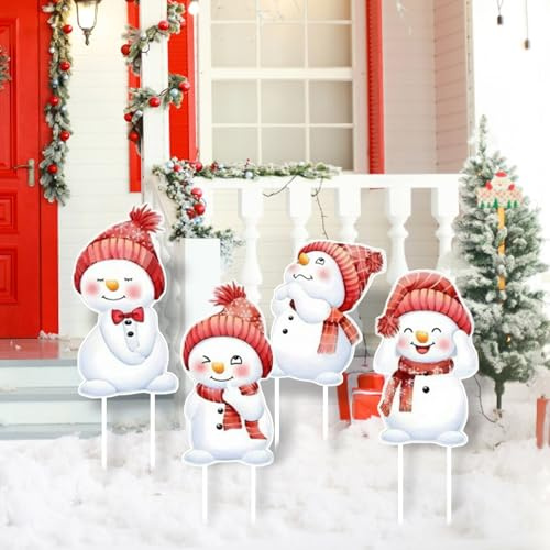 Gartenstecker Weihnachten,Weihnachtsdeko Aussen Figuren Schneemann Gartenstecker Weihnachten deko Weihnachtskerzen Garten Acryl 2D Weihnachtsmann Aussen Weihnachtsdeko (A)