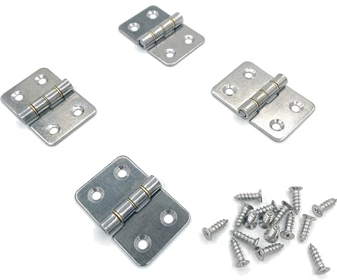CBRVTY Lot de 4 charnières robustes en acier inoxydable 304 avec joints en cuivre, trous fraisés, 40 x 60 x 2 mm, pour armoires industrielles et ménagères, avec vis en acier inoxydable