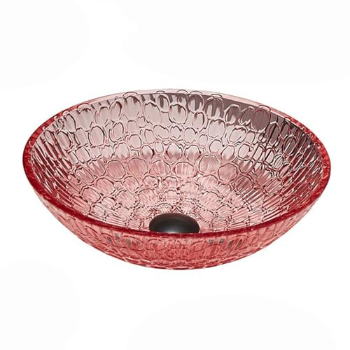 ZYCDP Glaswaschbecken Bad Aufsatzwaschbecken Rund aus Kristall 395 X 395 X 130 mm Rot