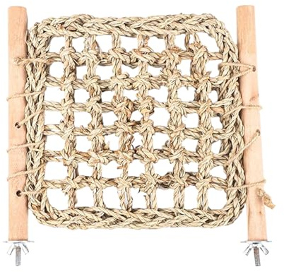 Vogelsitzstange – 12.4 Inches Vogel Käfig Stange | Naturholz Vogel Spielstange – Kletter und Sitzstange aus Gras Edelstahl für Wellensittich Nymphensittich Kanarienvogel und Finken zur Aktivität