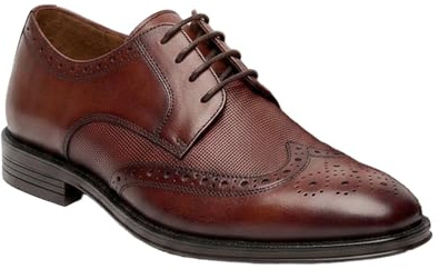 Scarpe Stringate da Uomo in Vera Pelle Modello Brogue Wingtip, Scarpe da Derby, Scarpe da Cerimonia Taglia 40