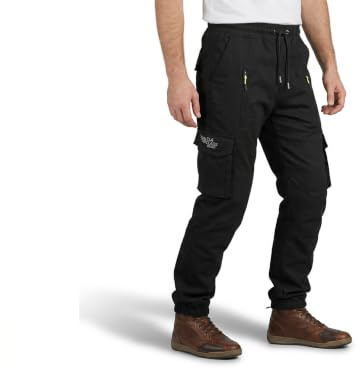 TLA Racer Pantalon Moto Scooter, Ceinture élastique, Protections CE | Renforts en Aramide. Tailles jusqu'à 6XL Large ceinture élastique, coulisse avec lacets, poches, aérations.