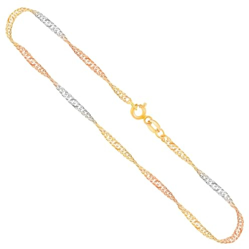 EDELIND Goldkette Damen Herren 2.4 mm Singapurkette 8 9 14 18 K Gelbgold/Bicolor/Tricolor 333 375 585 750 Echtgold | Halskette Gold mit Schmuck Geschenkbox
