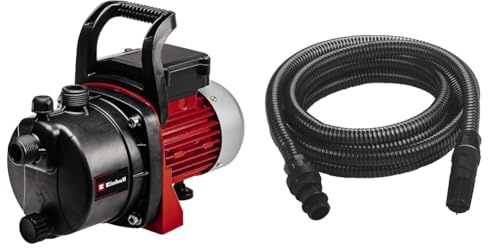 Einhell Pompe d’arrosage de surface GC-GP 6538 (650 W, Câble d‘alimentation 1,4 m) & Accessoire Kit tuyau d'aspiration noir 7 mètres avec embouts en PVC - température max. : 35° - Ø 32 mm