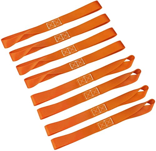 LITTOU 1 x 12 Doppelschlaufen Zurrschlaufen Schlaufen Spanngurte für Motorrad, ATV, UTV, Fahrrad - 2300 Lbs (Orange) (Orange, 8 pcs)
