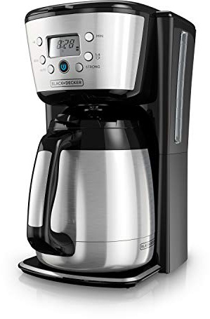 Black+Decker Thermal Coffee Maker, 12 Cup, Programmable, Digital Controls, Black And Silver, CM2036SC