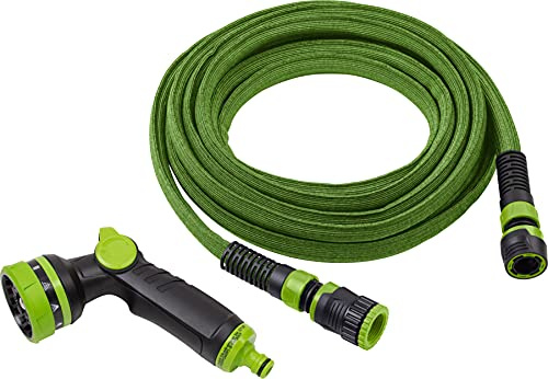 Werkzeyt Flexibler Gartenschlauch - 15 - 30 m - Inkl. Multifunktionsbrause - Strapazierfähig - Kein Verdrehen oder Verknoten / Flex-Schlauch / Dehnbarer Wasserschlauch / Gartenbewässerung / 9927630