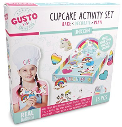Childrens Unicorn Baking Set,with Unicorn Cookie Cutters, Piping Bag,Nozzles, Unicorn Craft Activity & more! Baking Set for Girls/Children Real Baking Sets for Teenagers. Unicorn Gifts for Girls 11-12