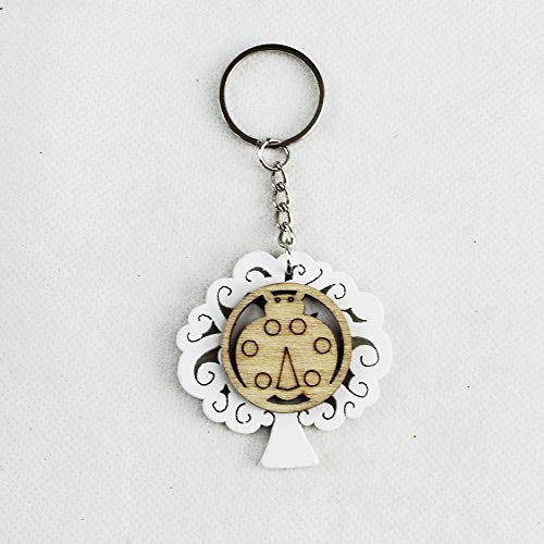 DLM26866 (Kit 12 Pezzi) Portachiavi Ciondolo Albero della Vita in Legno e Coccinella Portafortuna bomboniera