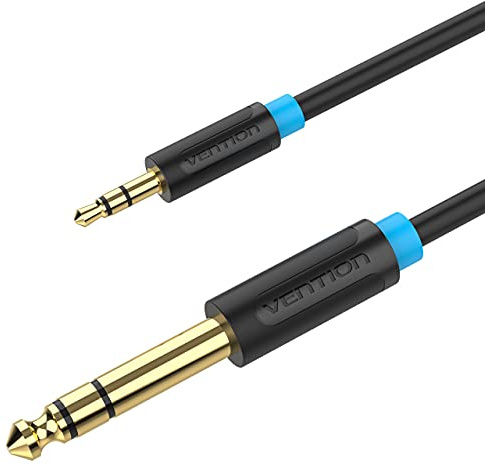 VENTION 3.5mm Klinke auf 6,35mm Stereo-Klinkenkabel, 6,35 mm 1/4 auf 3,5 mm 1/8 Aux Adapter Stecker auf Stecker für Laptop, Lautsprecher, Verstärker, Bass, Mischpult - 0,5m
