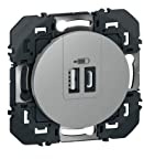 Legrand 600449 Double chargeur USB 1 Type-A + 1 Type-C dooxie 3A finition alu