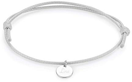 MADISON - Personalisiertes Armband mit Gravur | Freundschaftsarmband | 925er Sterling Silber Plättchen | Schwarz Rosa Grau | Geschenke für Frauen zum Jahrestag Geburtstag Muttertag