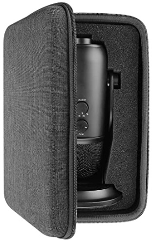 Étui pour micro Geekria avec mousse, compatible avec Blue 1967 Yeti Pro, Blue Yeti, mallette rigide pour micro, sac de voyage de protection avec rangement de câbles (gris foncé)
