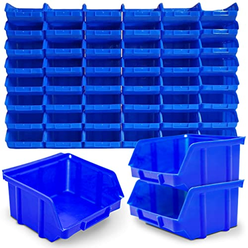 192x Stapelboxen Blau Größe 1 (BxTxH) 100x100x52mm stapelbar blaue Sichtbox Regalbox Lagerbox Sichtlagerkästen Stapelkästen