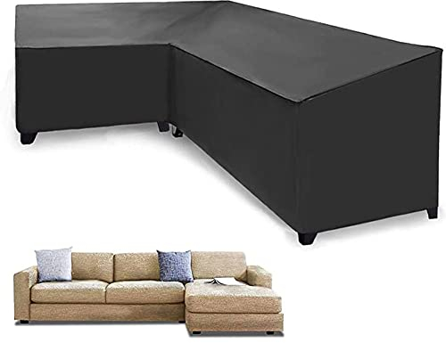 QINZC L-Form Abdeckung FüR GartenmöBel Wasserdicht Staubdicht,Outdoor MöBel SchutzhüLle FüR Lounge Sofa Schneedicht Atmungsaktiv Uv-BestäNdiges TerrassenmöBel,300x300x98cm