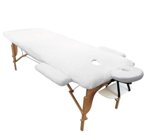 Vivezen - Kit complet de housses polaires pour table de massage - Sherpa - Blanc