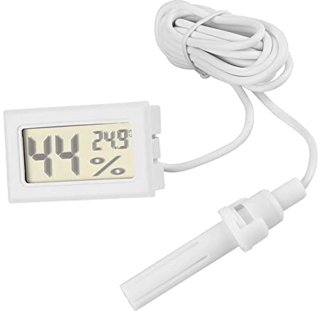 Mini-Digital-Thermometer-Hygrometer mit Externer Sonde, Digitaler LCD-Monitor für Den Innen- und Außenbereich, Temperatur- und Luftfeuchtigkeitsmesser für Reptilien-Terrarium-Tierhaltung