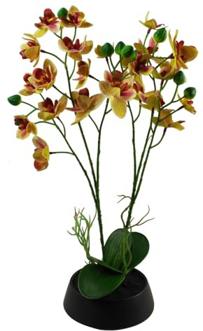 Leaf Artificial Orchid with Black Ceramic Planter
