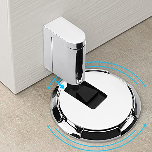 Türstopper Boden Selbstklebend Schwer Türhalter Tür Stopper ohne Bohren Höhenverstellbarer Türpuffer Wandschutz Türfeststeller mit 3M-Klebeband Schrauben Door Stopper, Silber