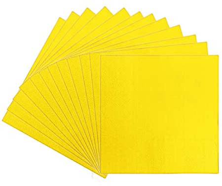 Gelbe Servietten, 33 cm, 20 Stück, 2-lagig, einfarbig, Party-Papierservietten, Gelb, Getränkeservietten, Servietten, Abendessen, Cocktail-Servietten, Bar-Servietten für Caddy, Geburtstagspartys