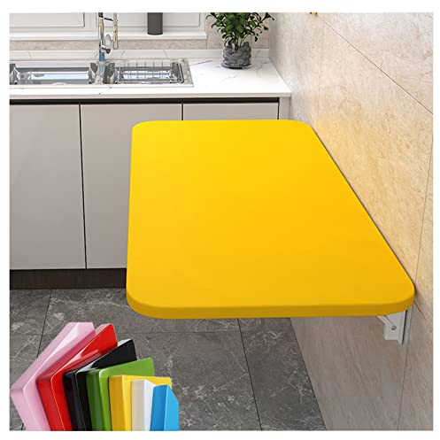 BMXRX Wandklapptisch Klapptisch Wandtisch, Stabiler Klapptisch Wandmontage Platzsparender Schwimmender Schreibtisch Küchentisch Kindermöbel Laptoptisch Esstisch 90x50cm/35x20in Yellow