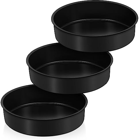 Joyfair 8 Inch Round Cake Tin Pan Set of 3 for Baking Pudding Cake, 20cm