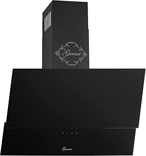 Hotte Aspirante Inclinée 60 cm GURARI GCH 268 Prime/Hotte Murale Noire classe A / 1000 m³/h/Télécommande/Hotte de Cuisine avec Evacuation ou Recyclage/Hotte avec Filtre à Charbon